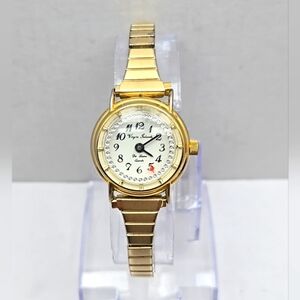 Womens Virgin Islands Swiss Rotating Gem Second Hand Watch Gold Tone New Battery